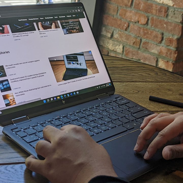 Web browsing on the HP Spectre x360 13.5-inch laptop.