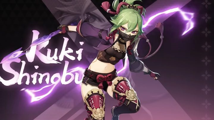 Shinobu doing a ninja pose.