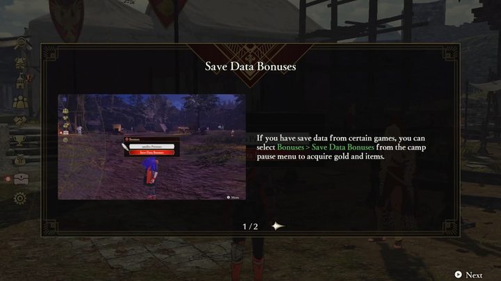 A tutorial explaining save data bonuses.