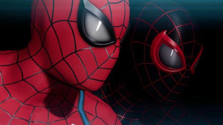 Red and black spider-man in the dark.