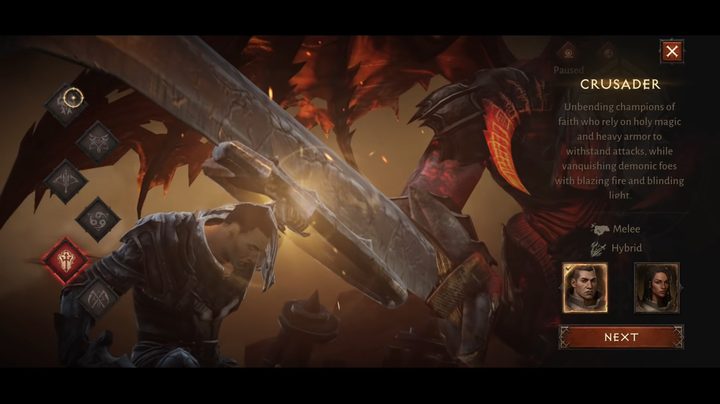 A crusader blocking an attack.