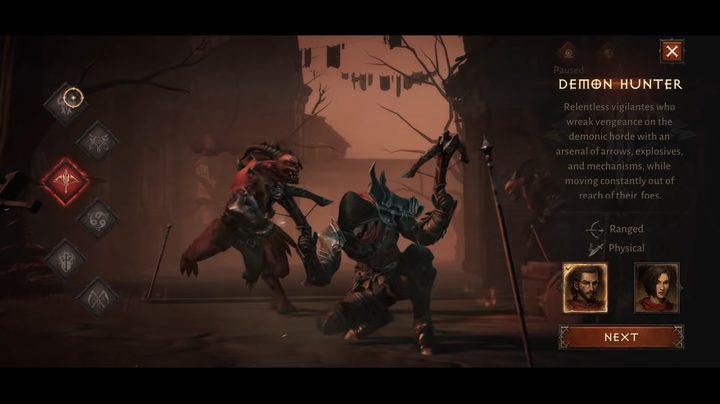 The demon hunter landing in a cool pose.