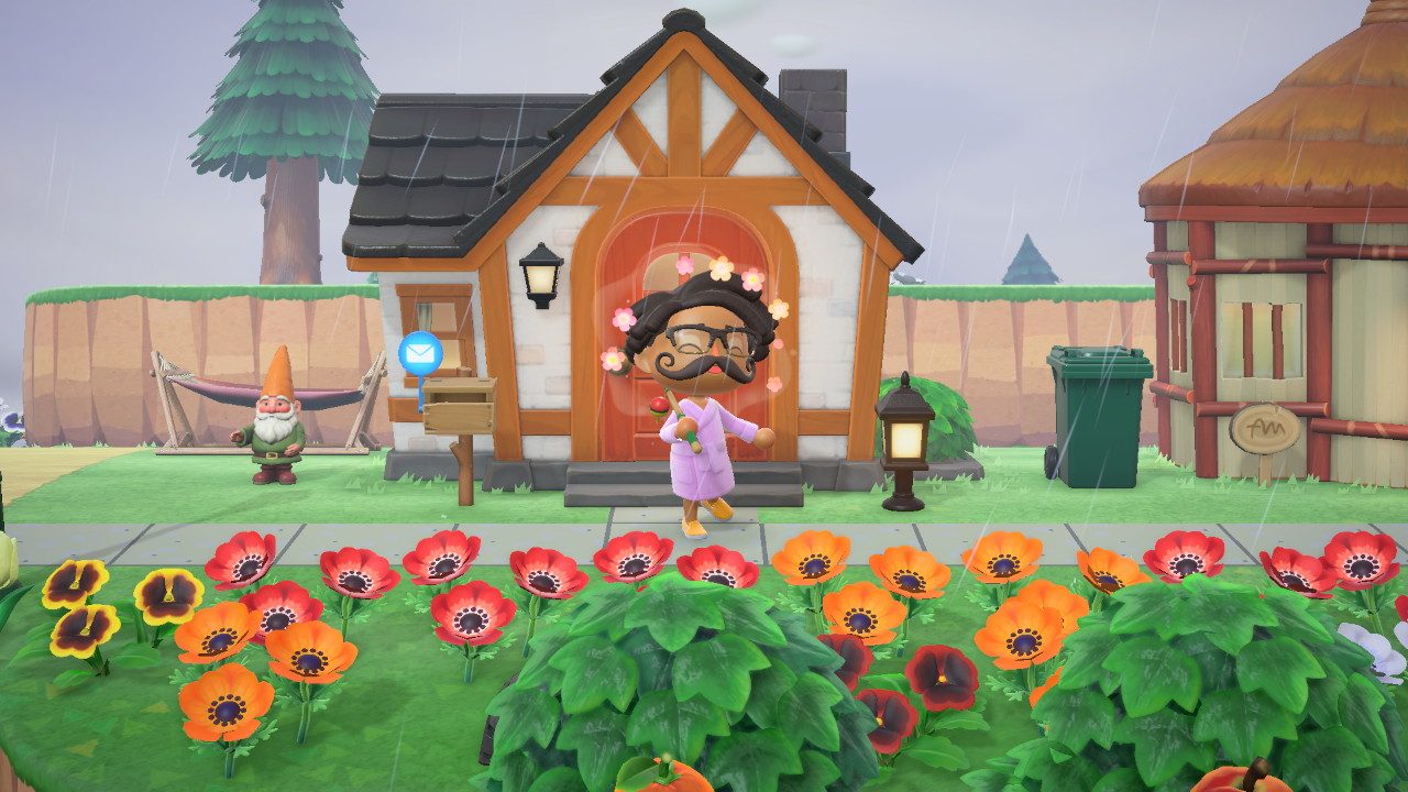 Holding fishing rod in Animal Crossing: New Horizons.