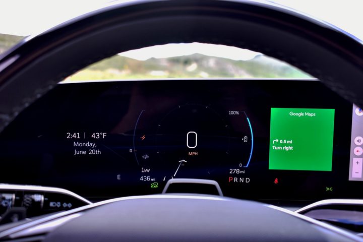 Digital instrument cluster in the 2023 Cadillac Lyriq electric SUV.