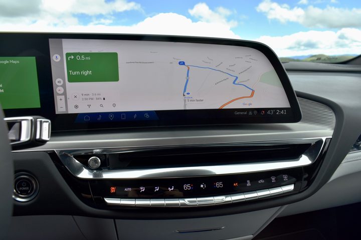 The 2023 Cadillac Lyriq electric SUV's infotainment touchscreen.