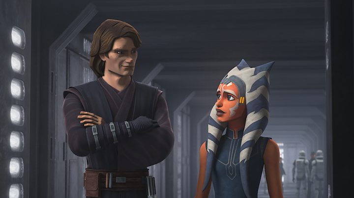 Anakin and Ahsoka in The Clone Wars.