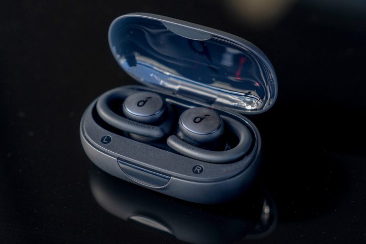 Anker Soundcore Sport X10 in case on an angle.