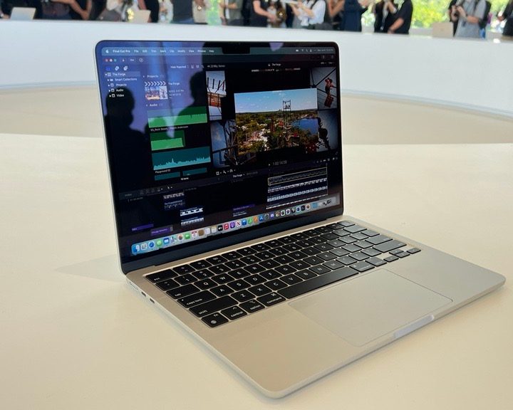 The M2 MacBook Air sitting on a desk.