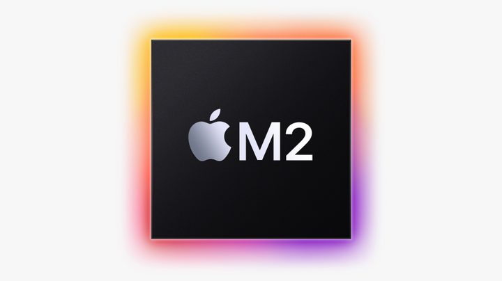 The Apple M2 chip seen from the front.