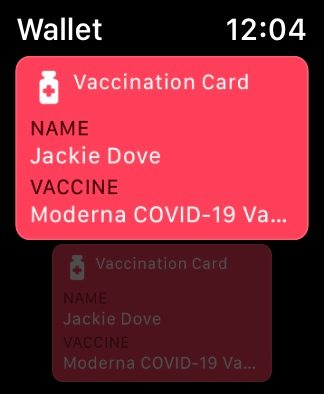 Apple Watch vaccination screen.