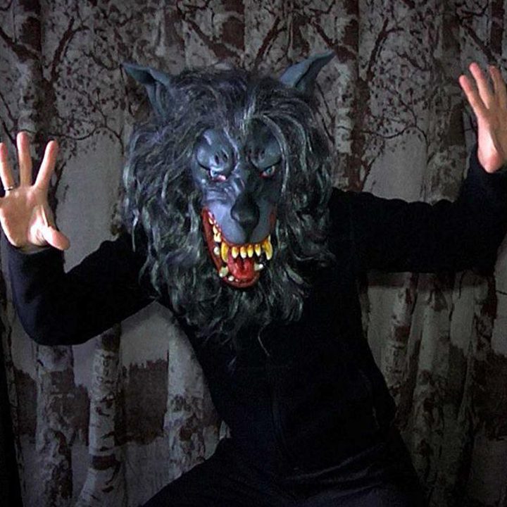 The villain in the movie Creep is wearing a wolf mask.