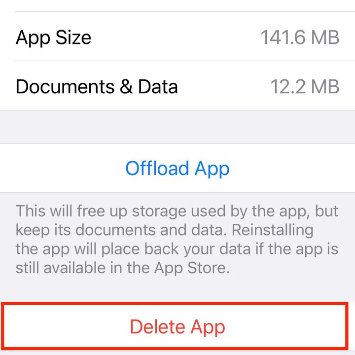 iPhone Delete App control.