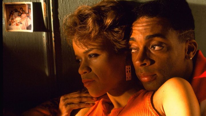 Rosie Perez and Spike Lee embrace in Do the Right Thing.