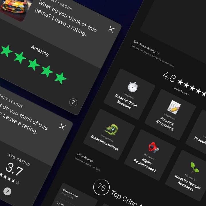 Epic Games Store user rating system