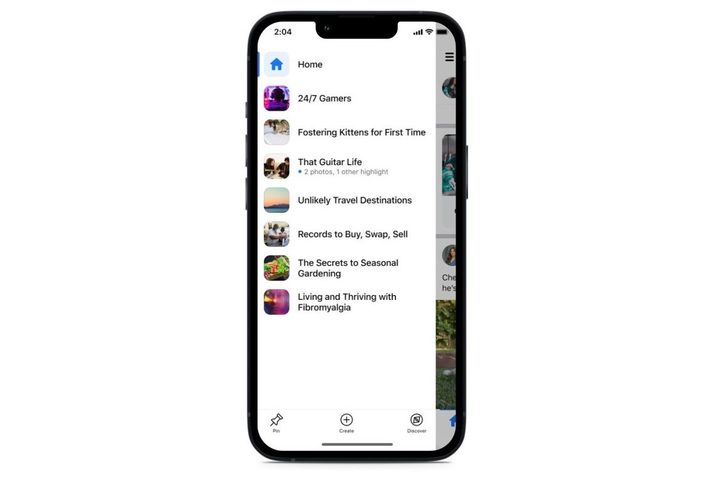 New Facebook Groups sidebar menu.