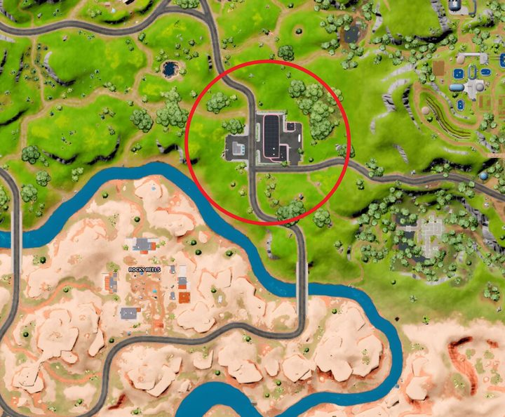 Map of gas station in Fortnite.