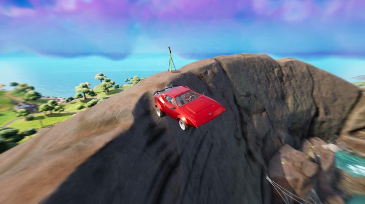Whiplash flying through the air in Fortnite.