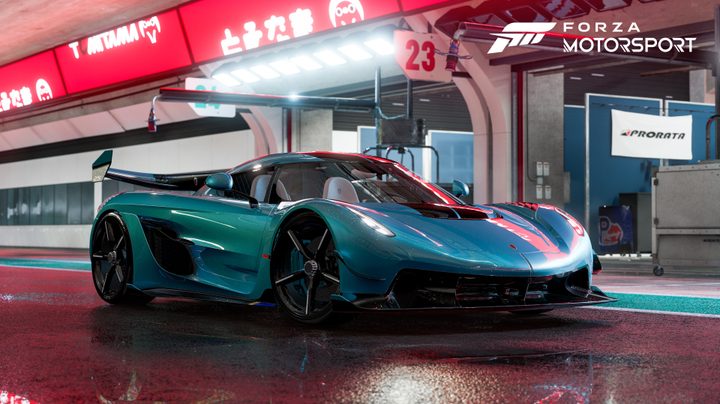 A car rendered in beautiful detail in Forza Motorsport for Xbox Series X.