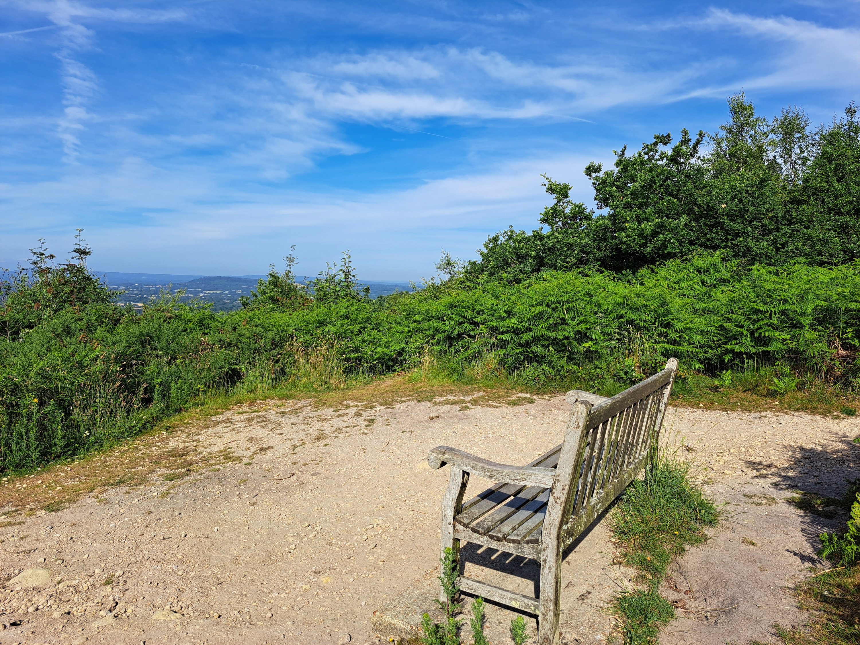 A bench and landscape scene photo taken with the Samsung Galaxy A53 5G.