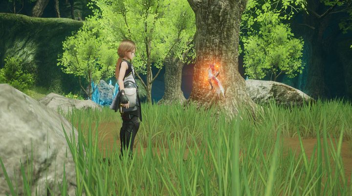A player stands next to a fairy in Harvestella