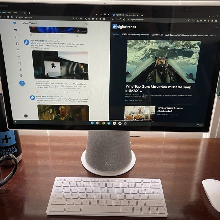 Using the HP Chromebase for web browsing.