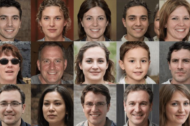 Illustrations of natural FFHQ and StyleGAN2-generated images that are hardly distinguishable