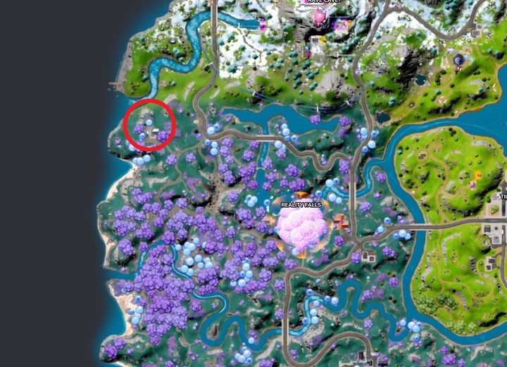 Map of NPC who sells Shockwave Grenades in Fortnite.