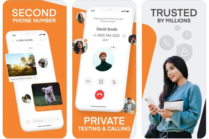 Phoner second phone number app for iOS and Android.