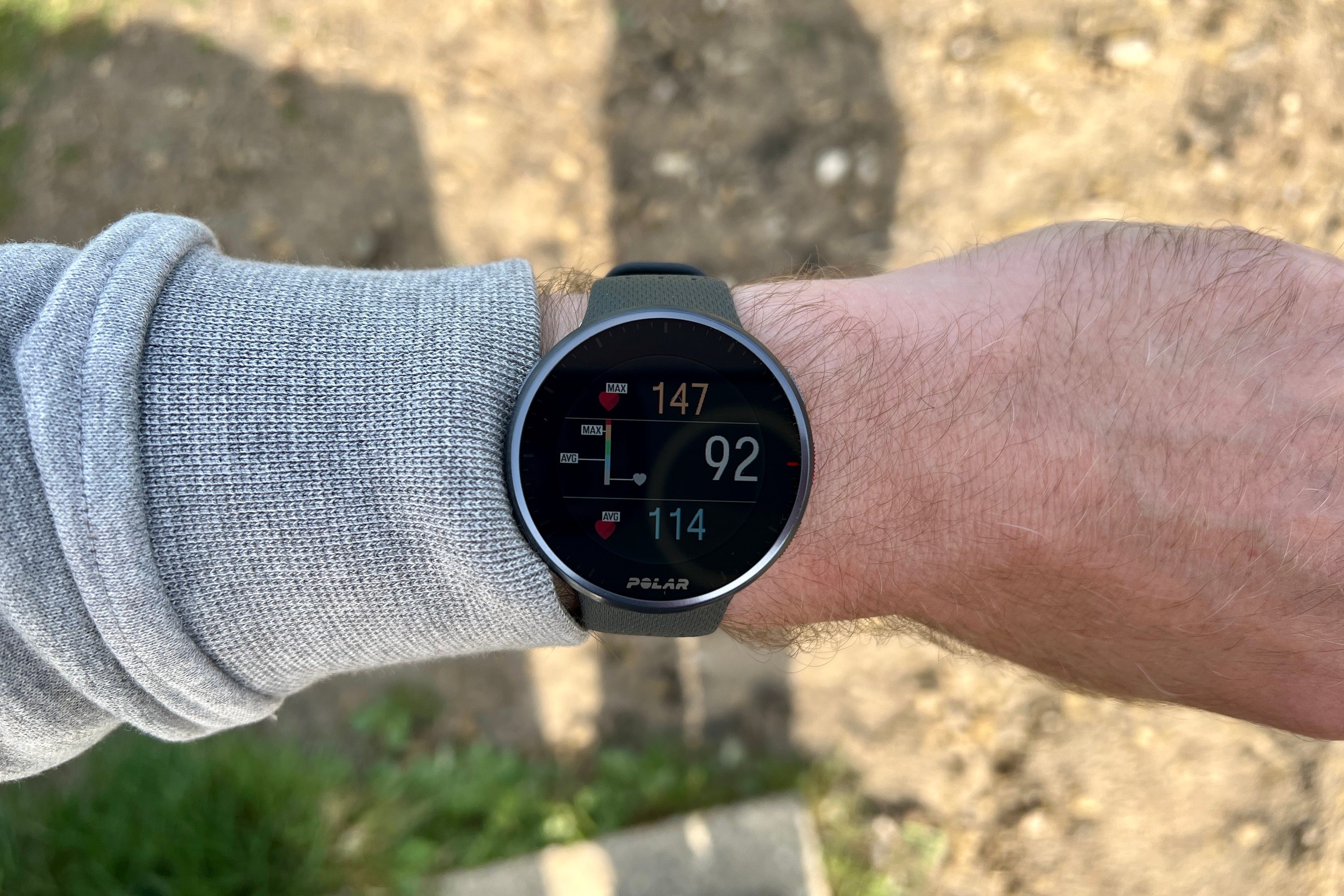 The Polar Pacer Pro's heart rate data during a workout.
