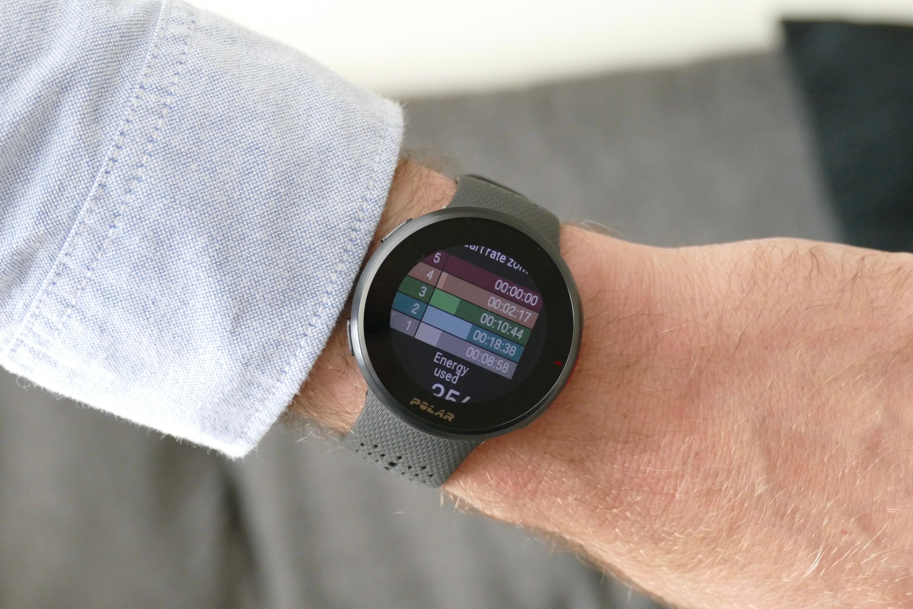 Heart rate zones on the Polar Pacer Pro.