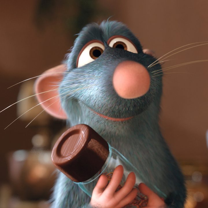 Remy looks happy in a scene from the Pixar film Ratatouille