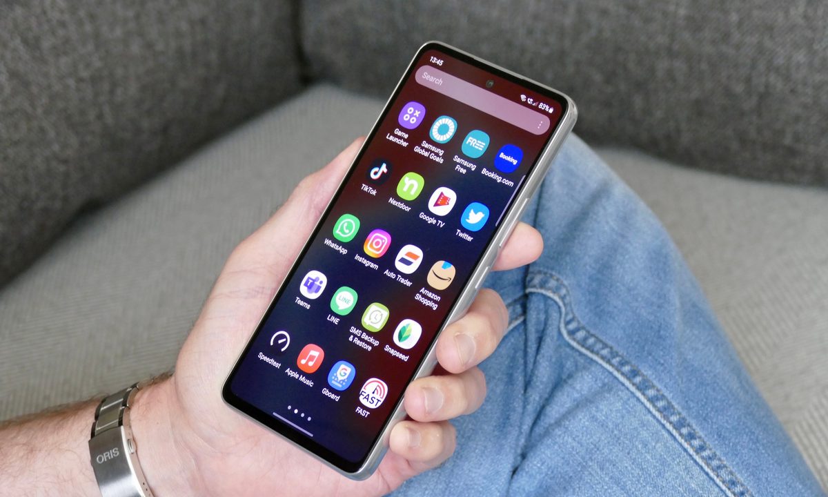 The apps menu on the Samsung Galaxy A53 5G.
