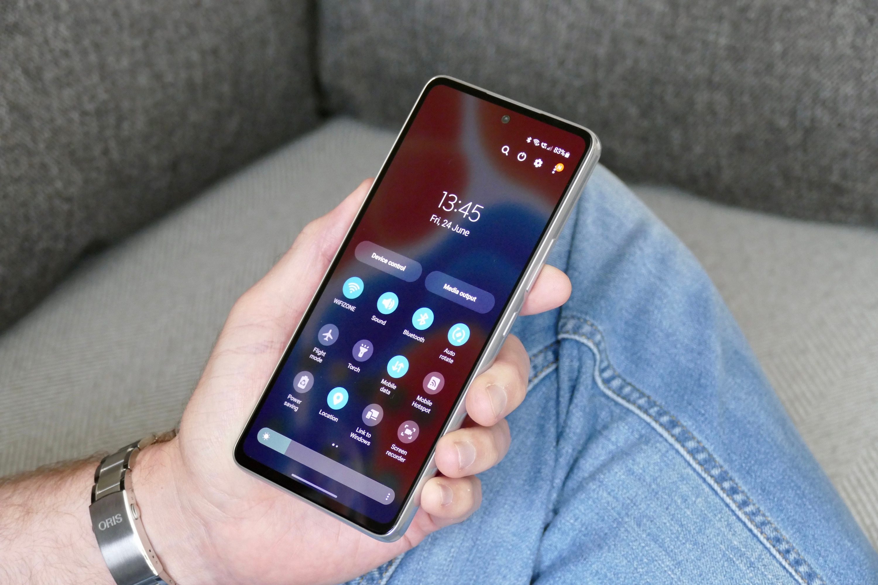 Quick Settings menu on the Samsung Galaxy A53 5G.