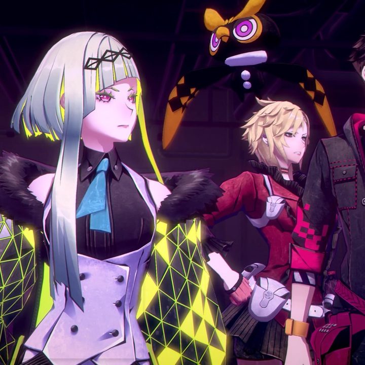 Ringo, Arrow, and other party members stare at something in the distance in Soul Hackers 2.