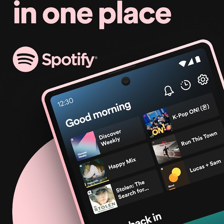 Spotify music and podcasts.