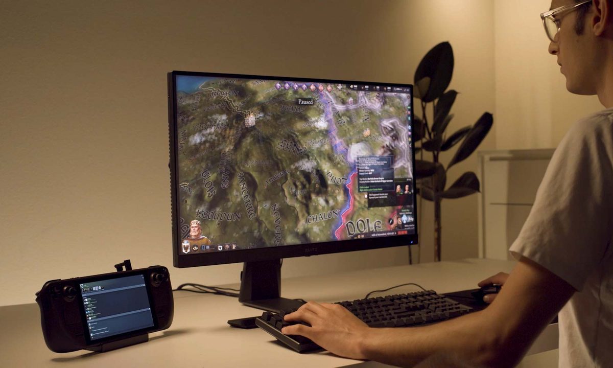Steam Deck with monitor.