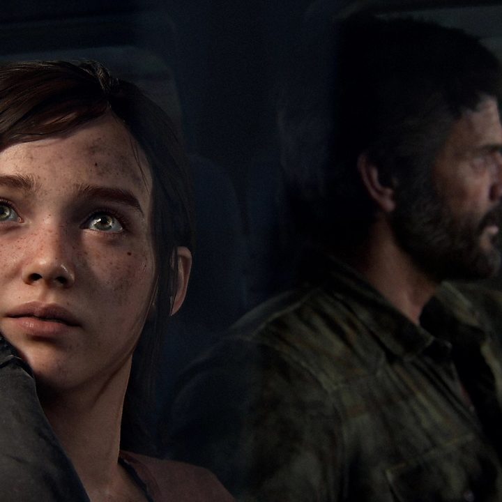 Ellie and Joel driving.
