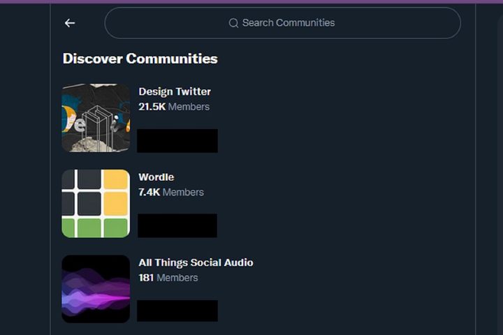 Searching for communities on Twitter Communities.