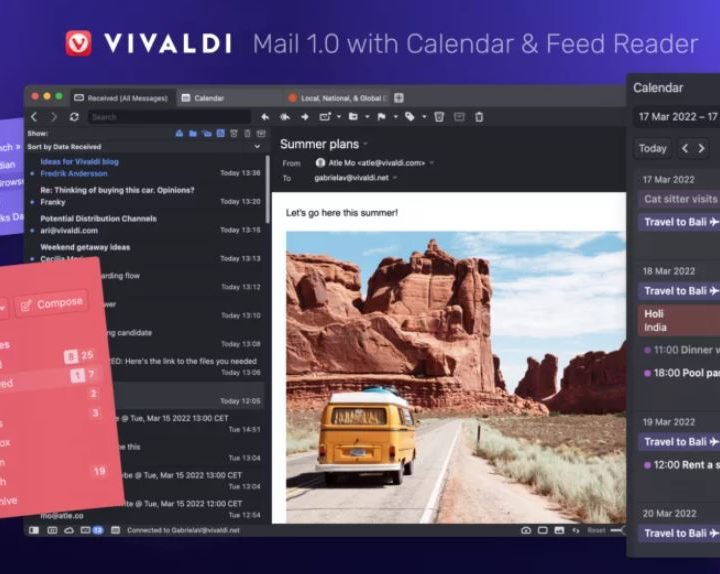 Vivaldi browser with a built-in email client.