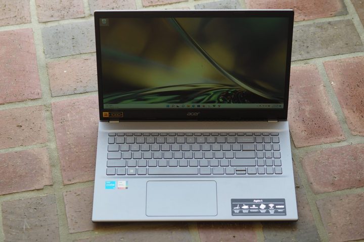 Acer Aspire 5 2022 front view showing display and keyboard deck.