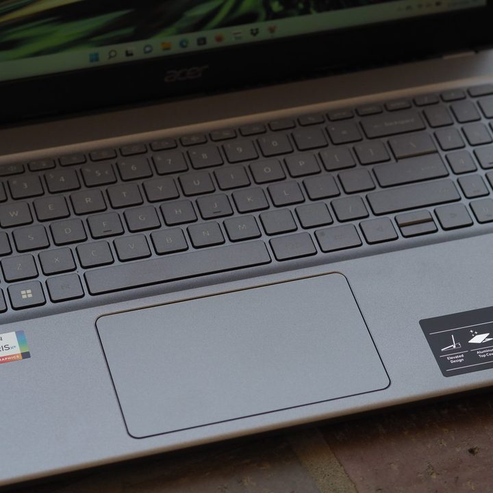 Acer Aspire 5 2022 top down view showing keyboard and touchpad.