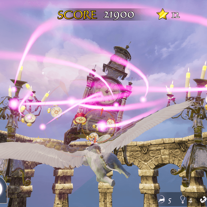 A character shoots at a clock in Air Twister.