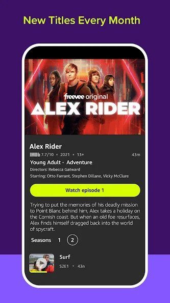 Amazon Freevee app showing new titles.