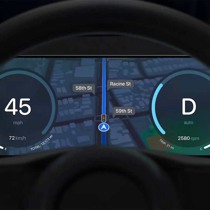 Next-generation Apple CarPlay interface.