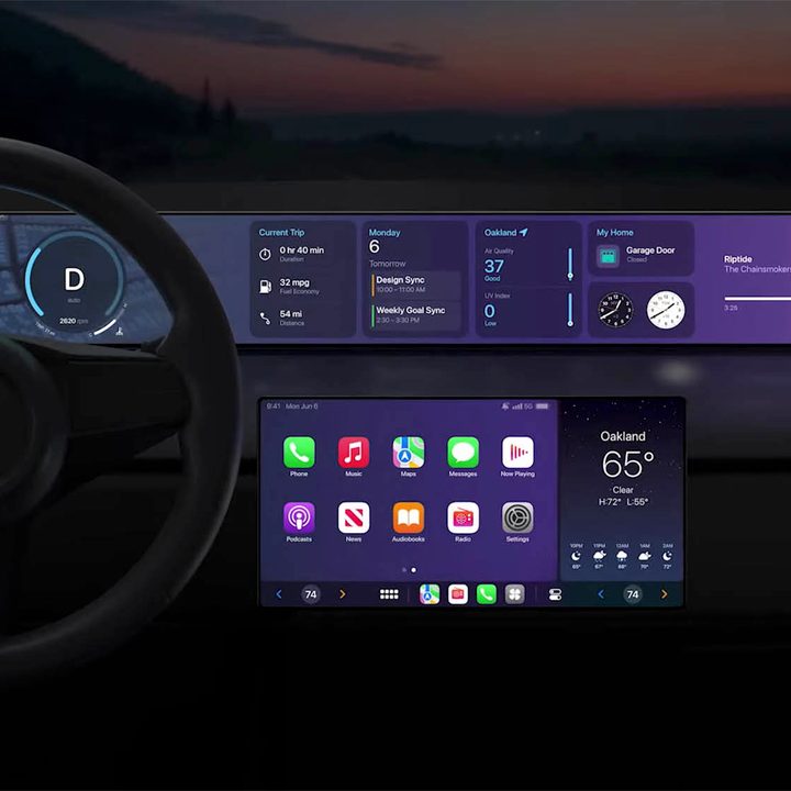 A graphic representation of the Apple CarPlay interface.