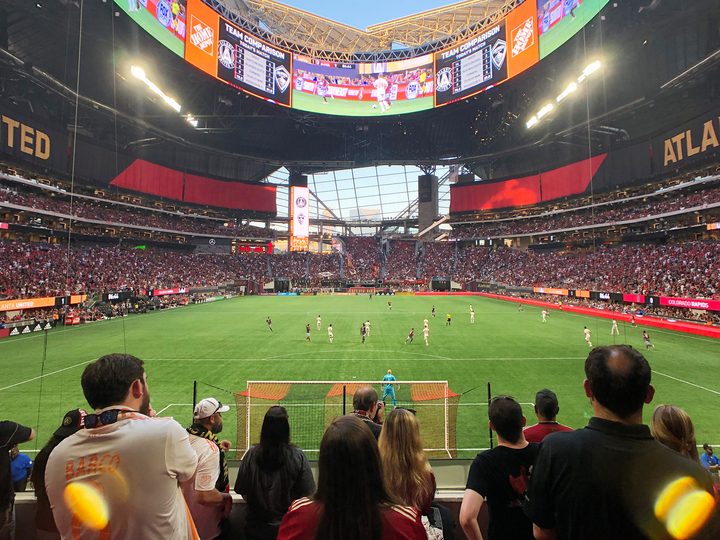 An Atlanta United MLS game at Mercedes Benze Stadium in Atlanta.