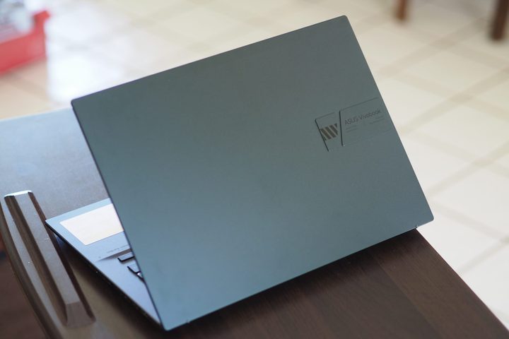 Asus Vivobook S 14X back angled view.