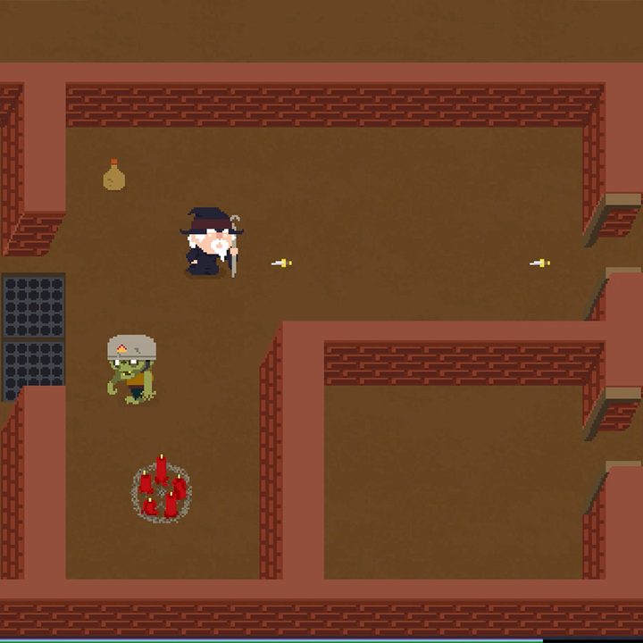 A wizard walks through a maze in Atari Mania.