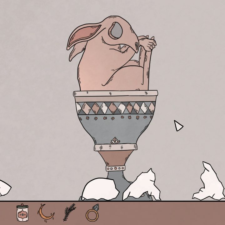A dead rabbit sits in a goblet in Birth.
