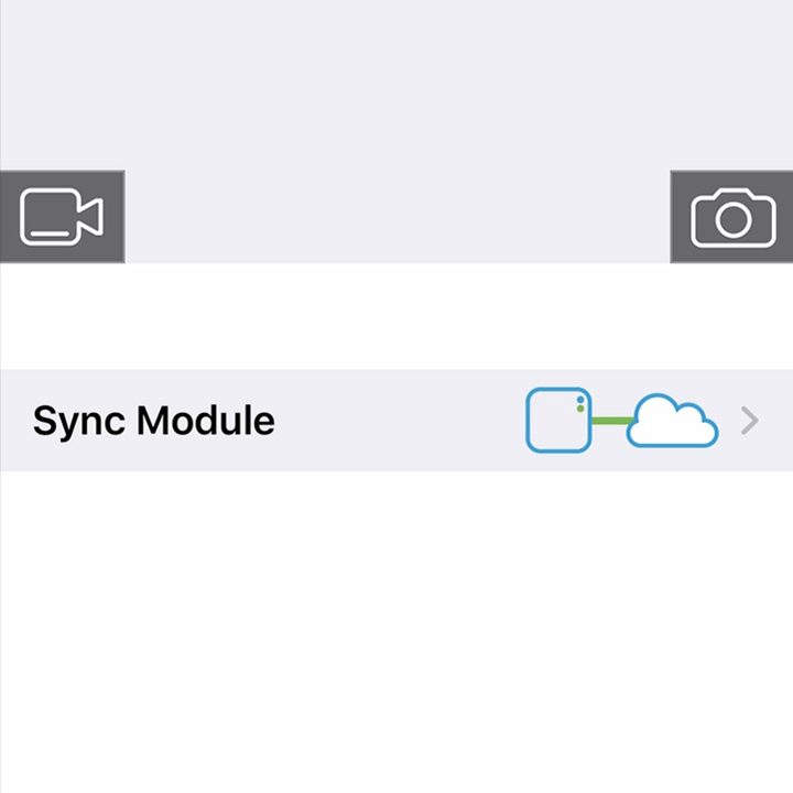 The Blink app on its home screen, pointing to the name of a camera.